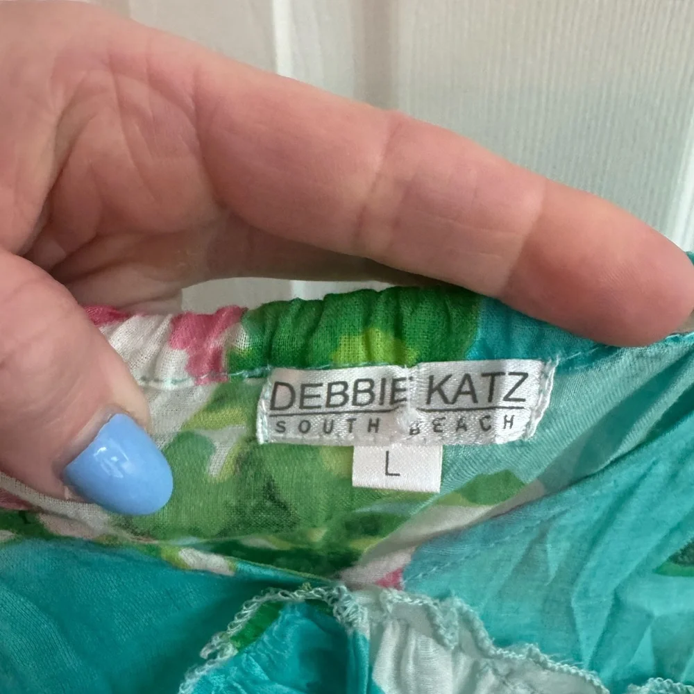 DEBBIE KATZ Amelie Sea Floral Babydoll Mini Dress Size Large - Picture 6 of 6